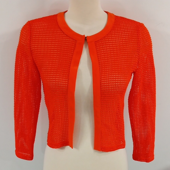 Joseph Ribkoff Orange Open Knit Cardigan - Picture 1 of 4